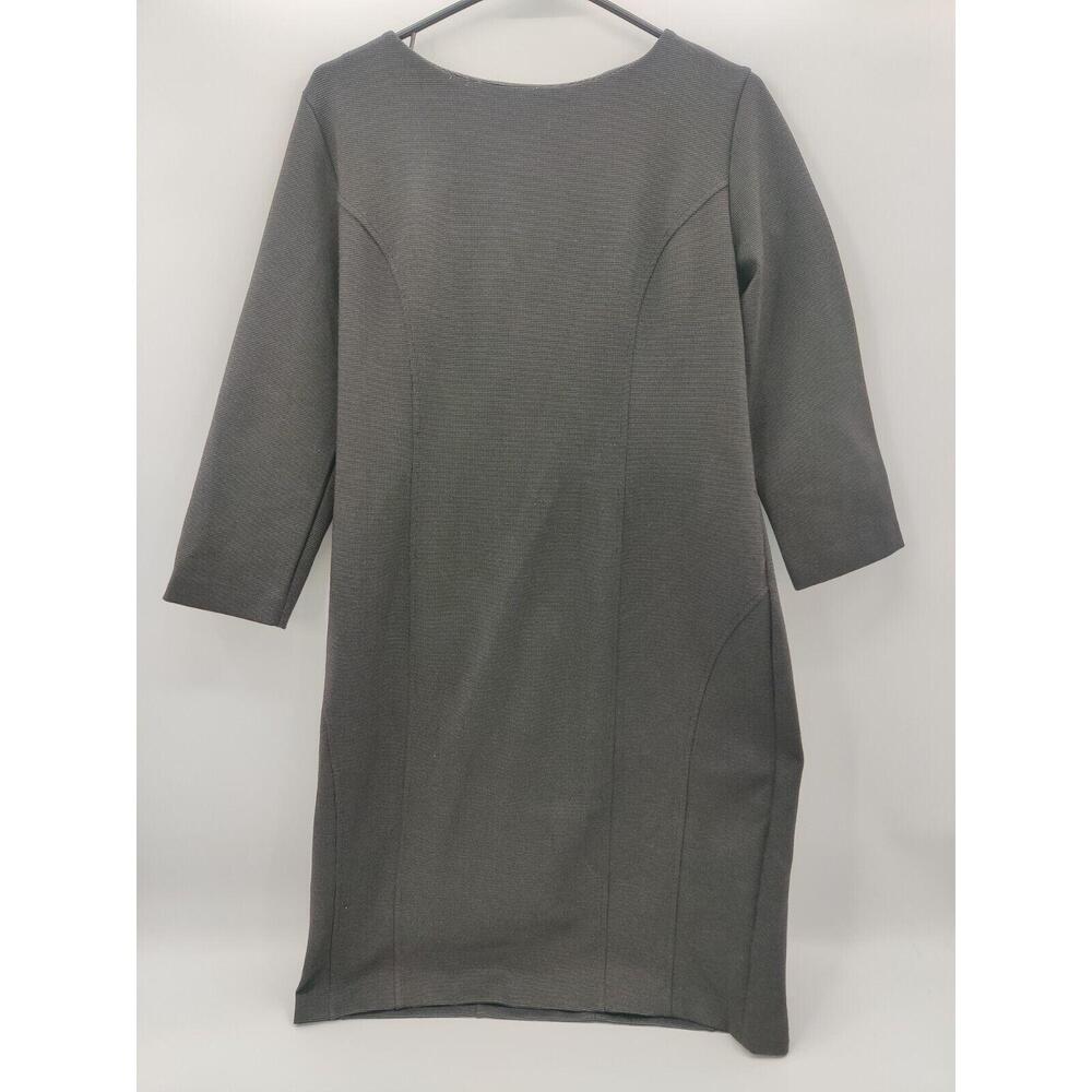 NEW YORK‎ & COMPANY Womens Size 10 Grey Sheath Dress 3/4 Sleeve Piping